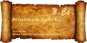 Mihalovics Csák névjegykártya